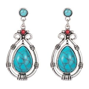 *ADRIENNE* Silver x Turquoise Fashion Earrings
